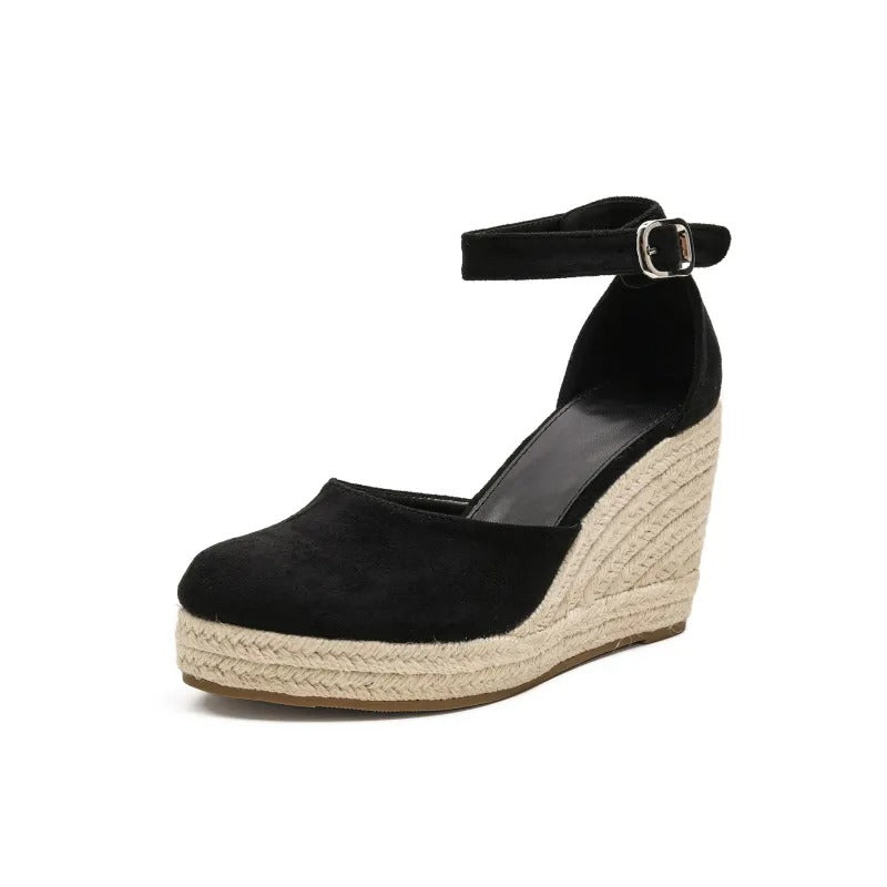 Women's Wedge Espadrille Sandal - Closed toe, jute heel