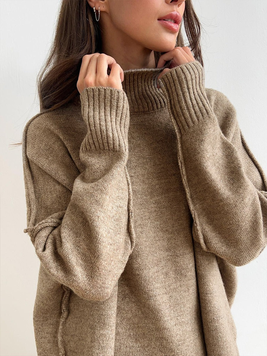 Women's Two-Piece Knitwear Set - Casual Sweater and Wide-Leg Trousers
