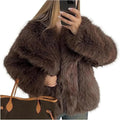Women's Short Faux Fur Coat – Wide Modern Lapels