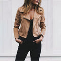 Women's Short Wool Jacket – Lapel Collar & Zip Closure