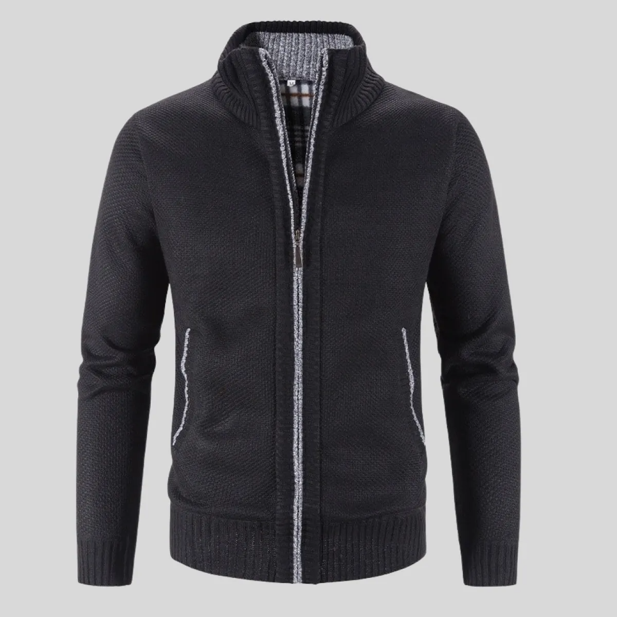 Men's Stand-Collar Vest – Long-Sleeve Zip-Up Cardigan