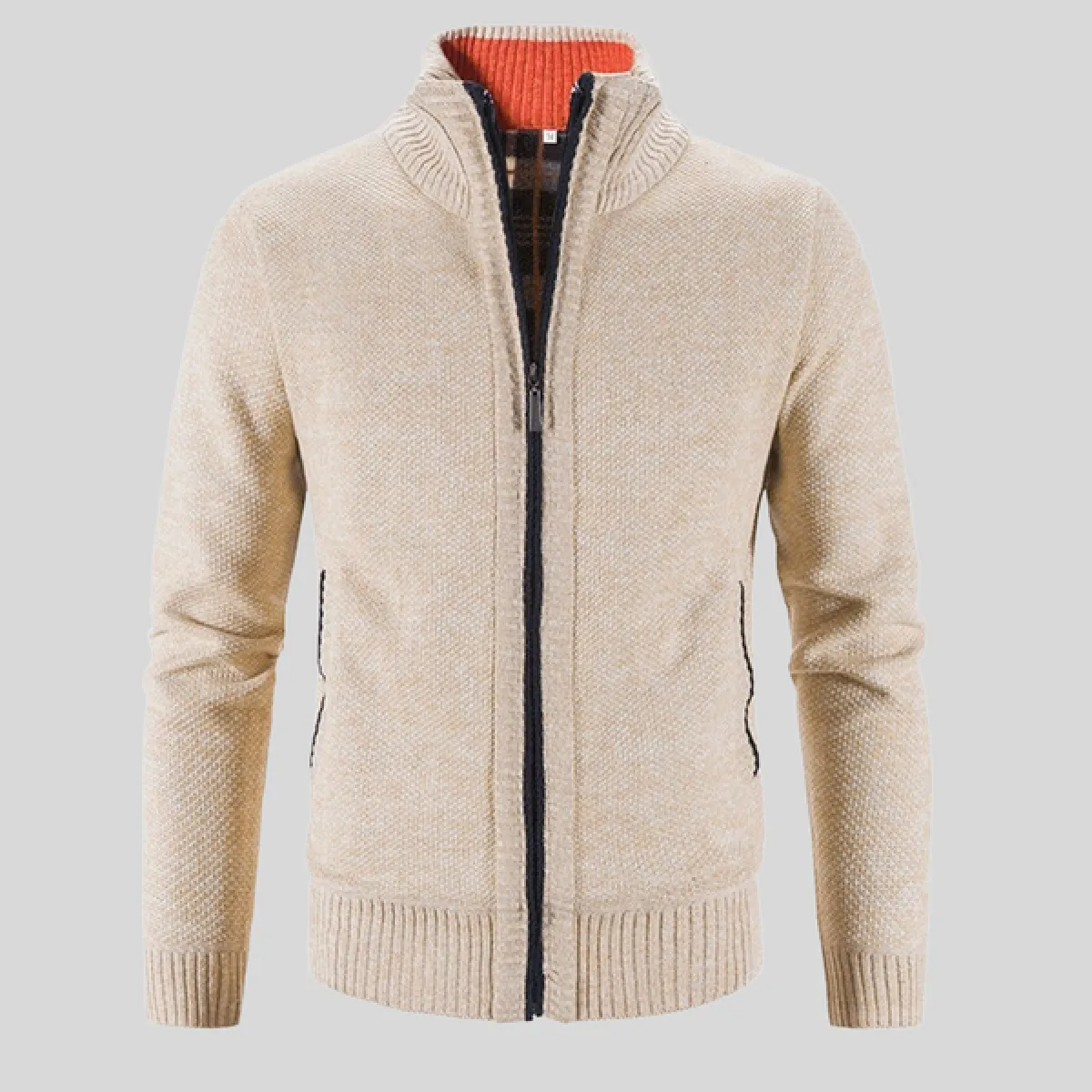 Men's Stand-Collar Vest – Long-Sleeve Zip-Up Cardigan