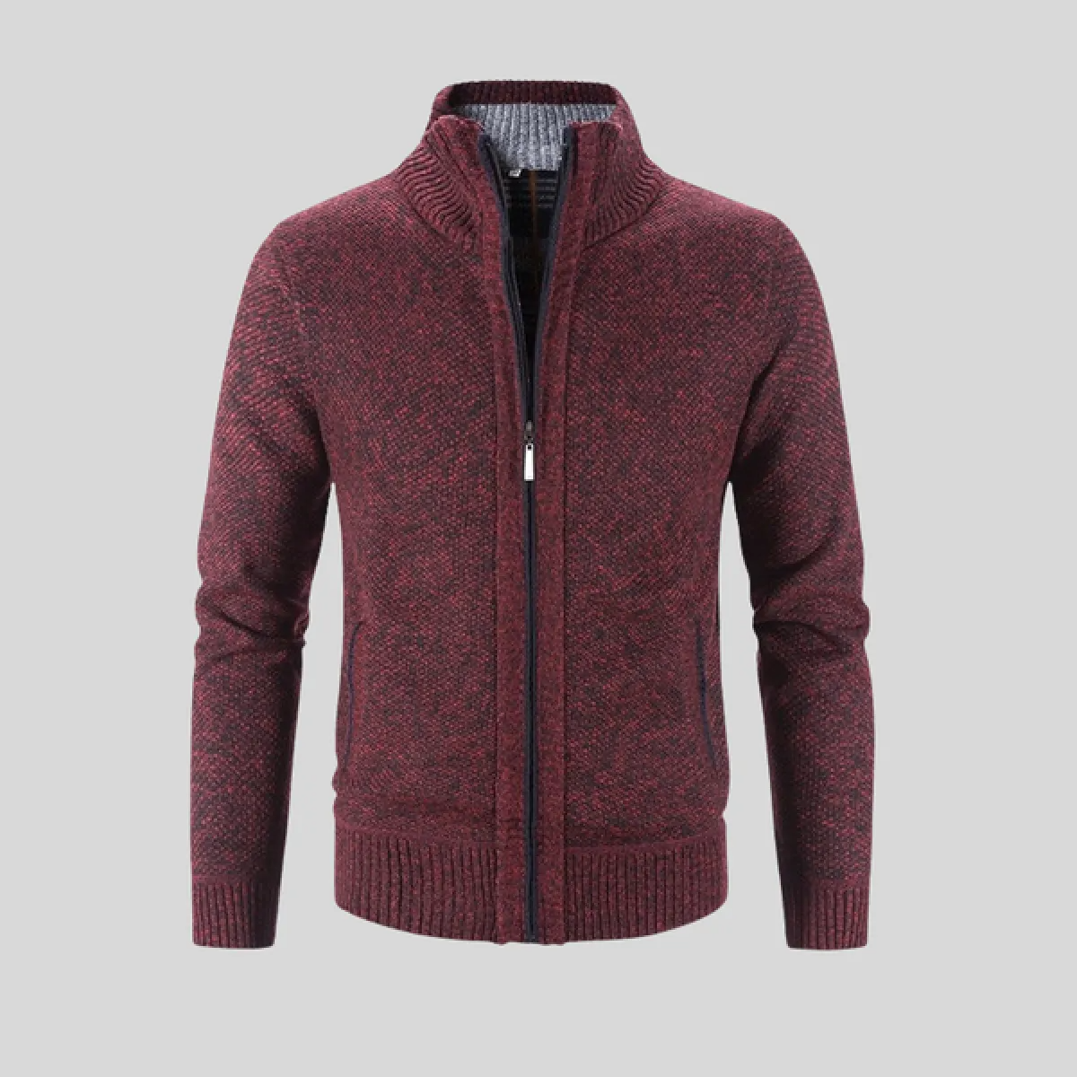 Men's Stand-Collar Vest – Long-Sleeve Zip-Up Cardigan