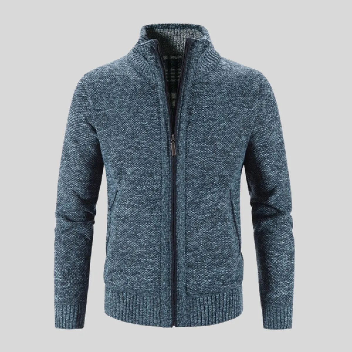 Men's Stand-Collar Vest – Long-Sleeve Zip-Up Cardigan