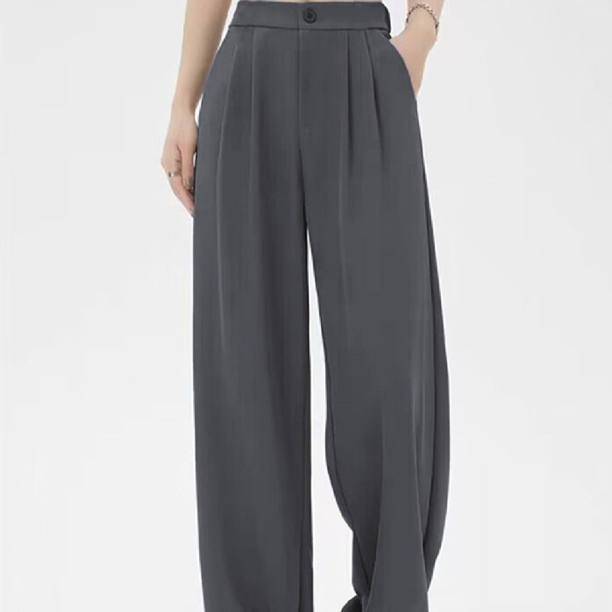 Women's Loose Flowy Trousers – Elegant High-Waisted Pleated