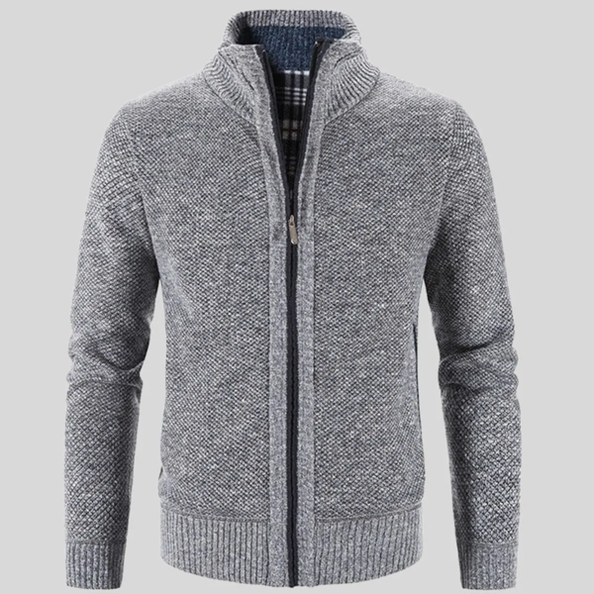 Men's Stand-Collar Vest – Long-Sleeve Zip-Up Cardigan