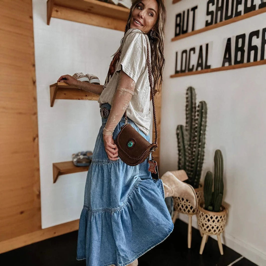 Women's Long Skirt – High Waist Flared with Ruffles