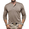 Men's Henley Collar Shirt – Lightweight Breathable Fabric Long Sleeve