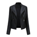 Women's Faux Leather Jacket – Slim Fit with Notched Lapel