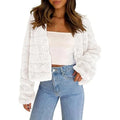 Women's Cropped Chenille-Effect Jacket – Soft, Stretchy Fabric, Open Front