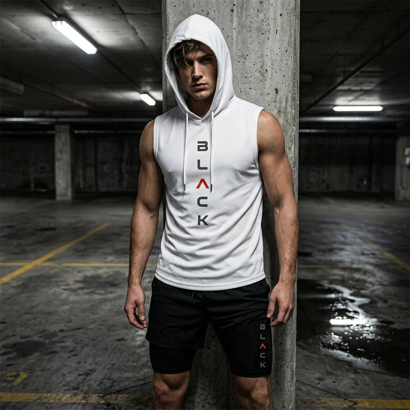 Men's Two-Piece Set – Sleeveless Hoodie and Lightweight Graphic Shorts