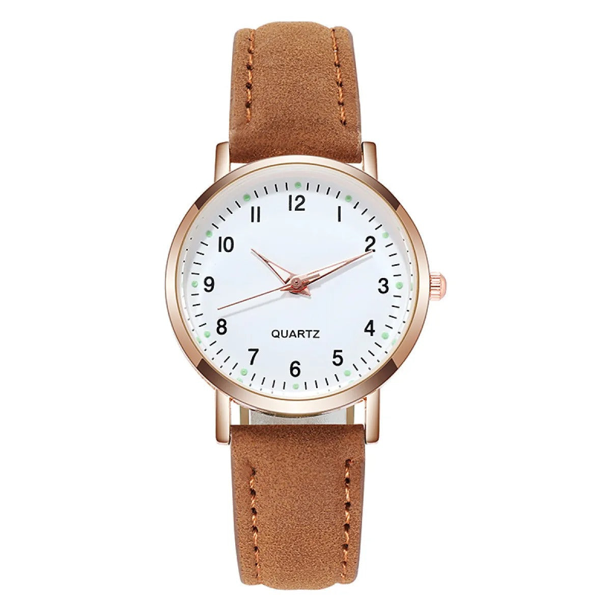 Women's Analog Quartz Watch – Minimalist Alloy Case with Luminous Hands