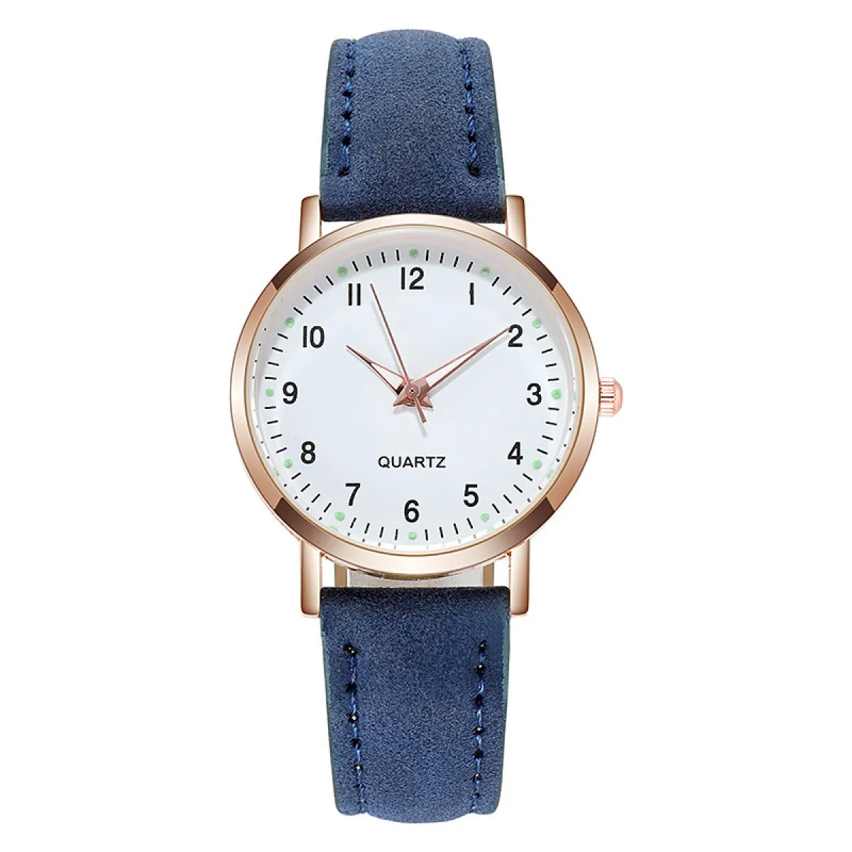 Women's Analog Quartz Watch – Minimalist Alloy Case with Luminous Hands