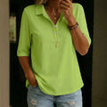 Women's Casual Blouse – Notched Collar, 3/4 Sleeves