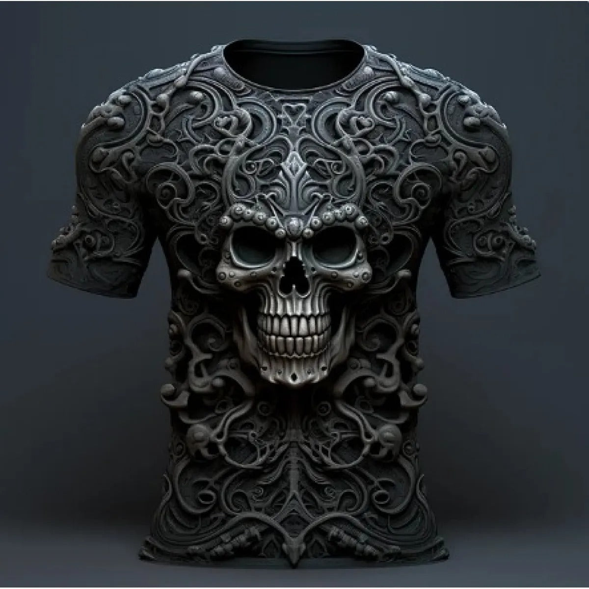 Men's T-shirt with 3D Skull Print - Trendy Relaxed Fit