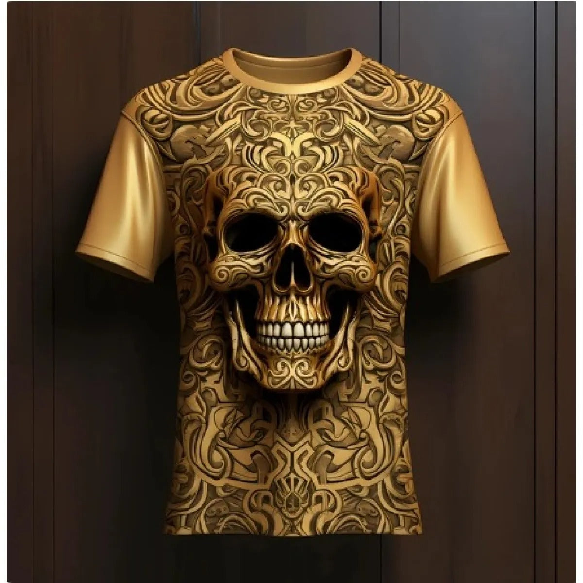 Men's T-shirt with 3D Skull Print - Trendy Relaxed Fit