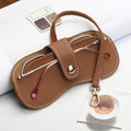 Women's Leather Glasses Case – Compact Wristlet Pouch