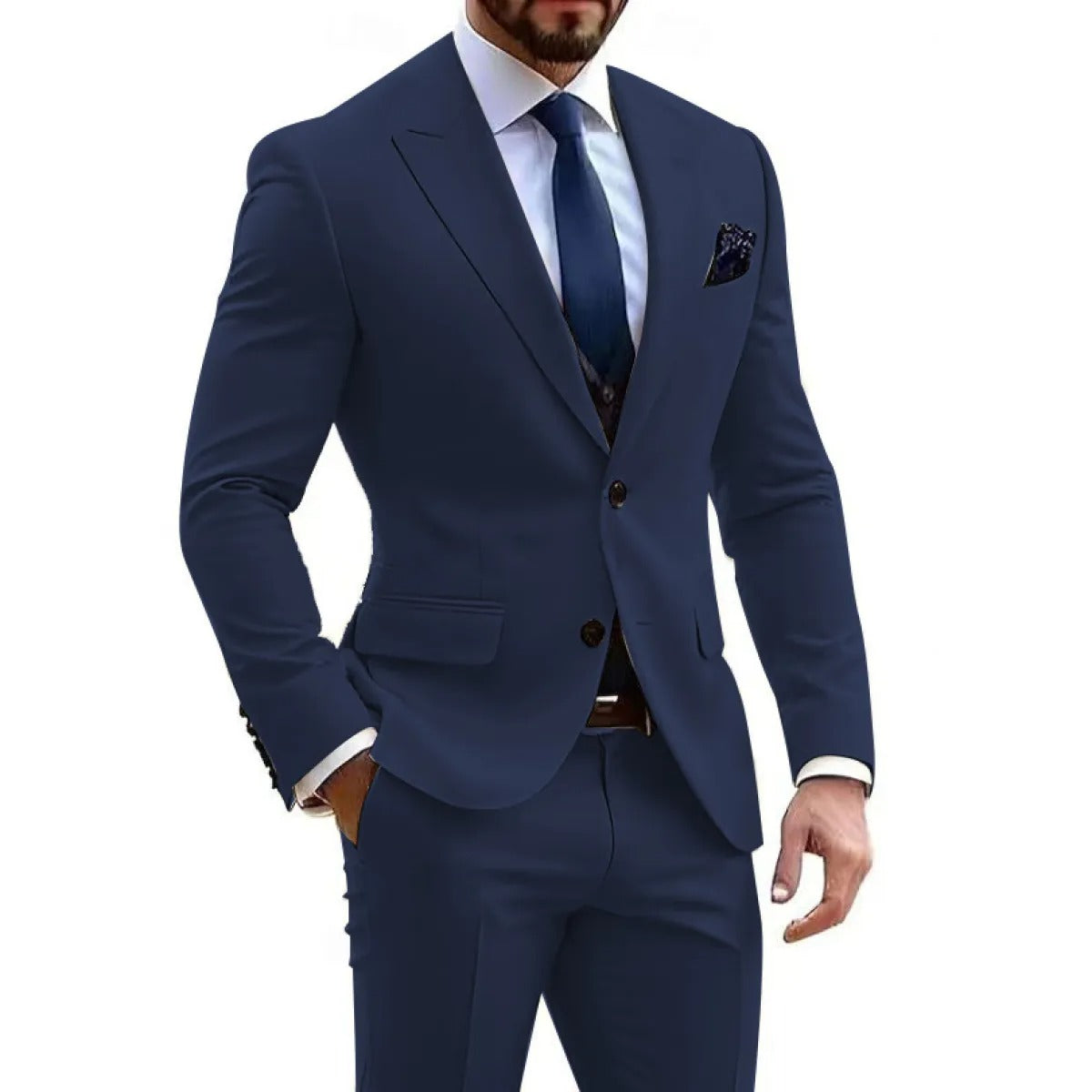 Men's Two-Piece Suit in Blended Cotton – Elegant Slim Fit
