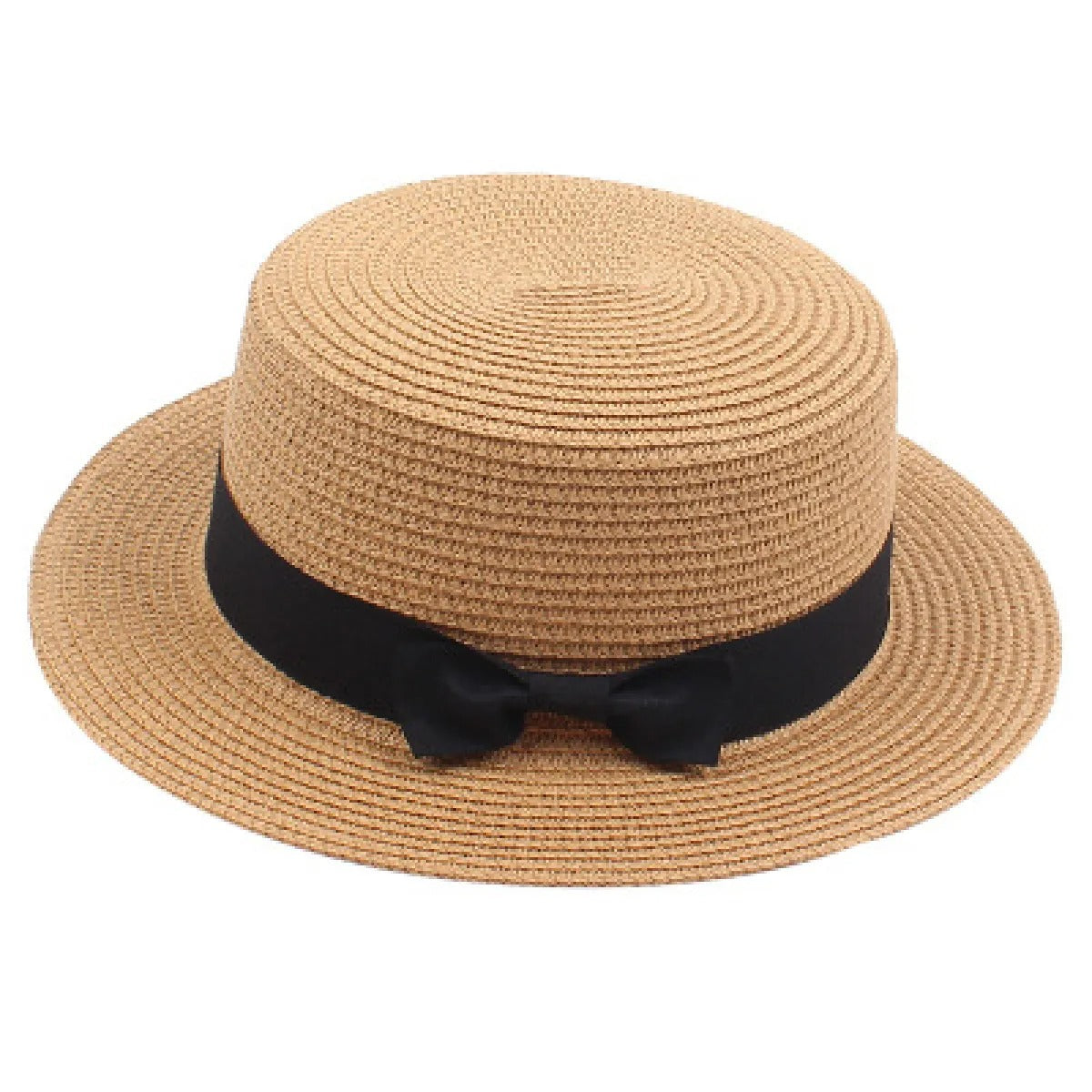 Women's Straw Boater Hat – Elegant Classic Ribbon