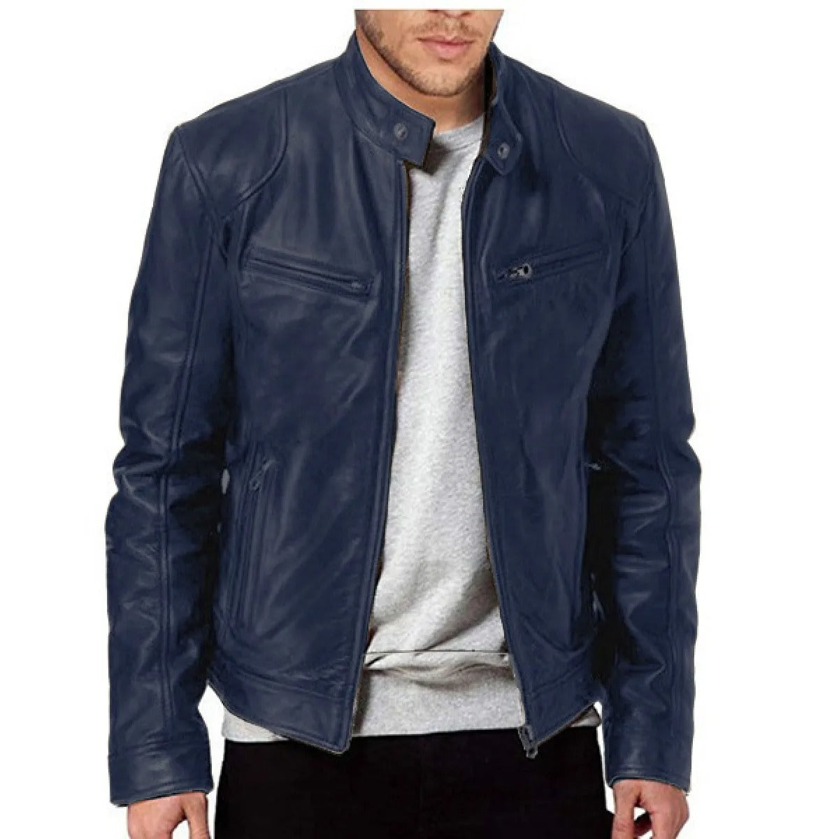 Men's Slim Stand-Collar Jacket – Zipped Pockets