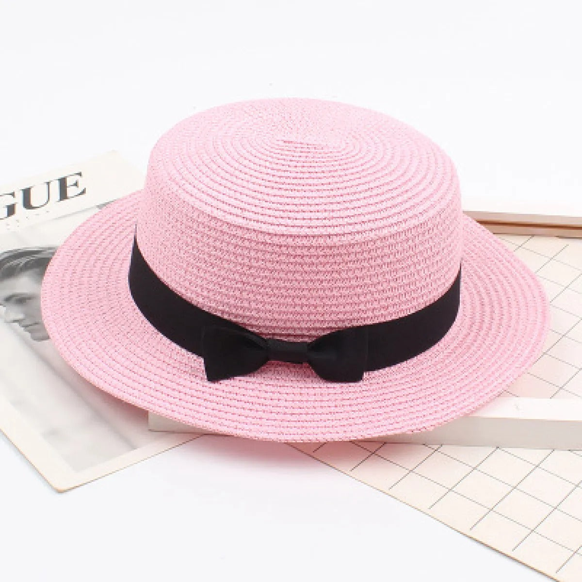 Women's Straw Boater Hat – Elegant Classic Ribbon