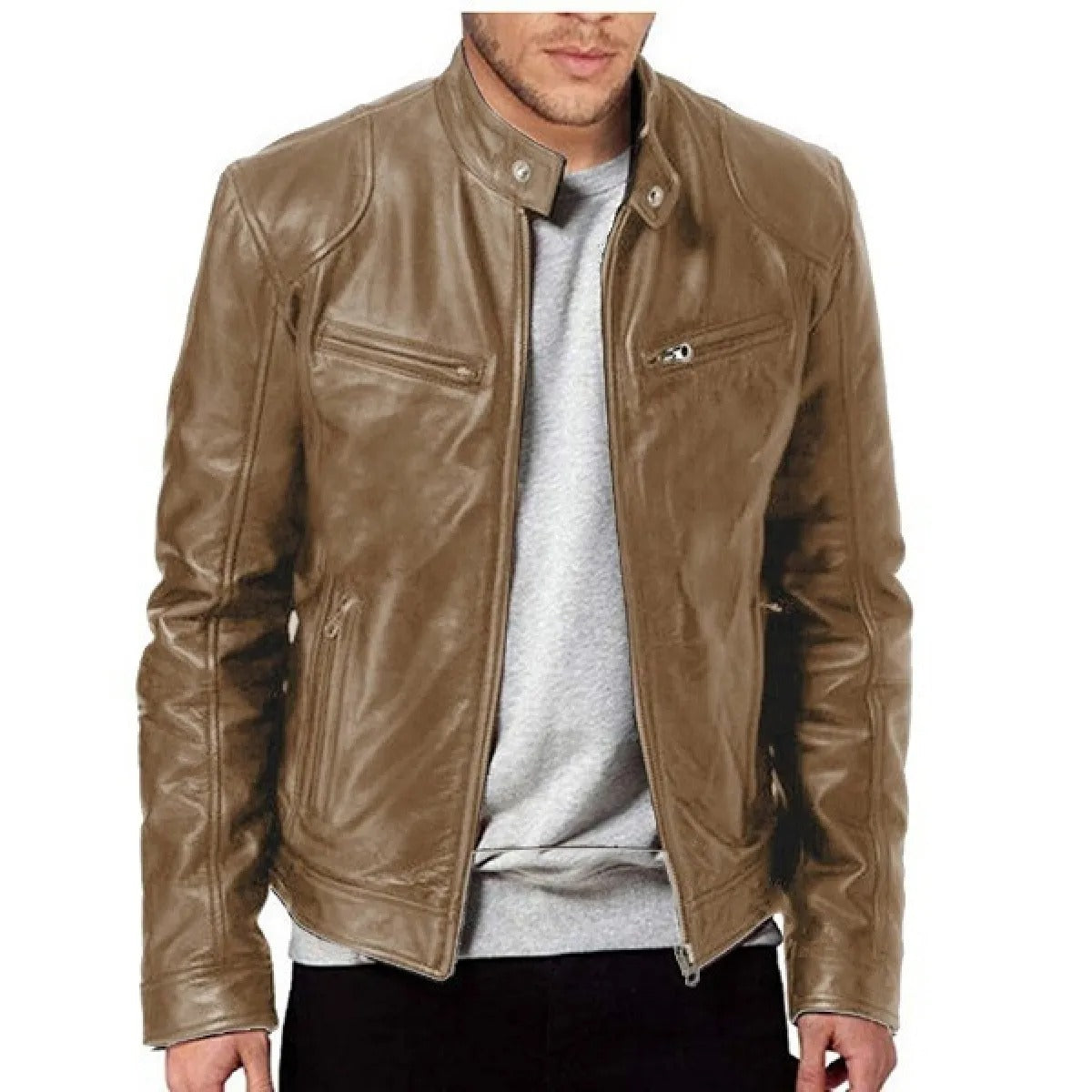 Men's Slim Stand-Collar Jacket – Zipped Pockets
