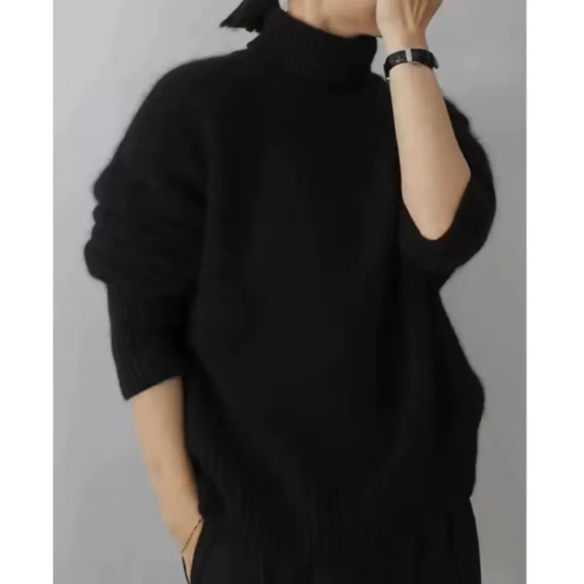 Women's Wool Turtleneck Sweater – Comfortable Chunky Knit