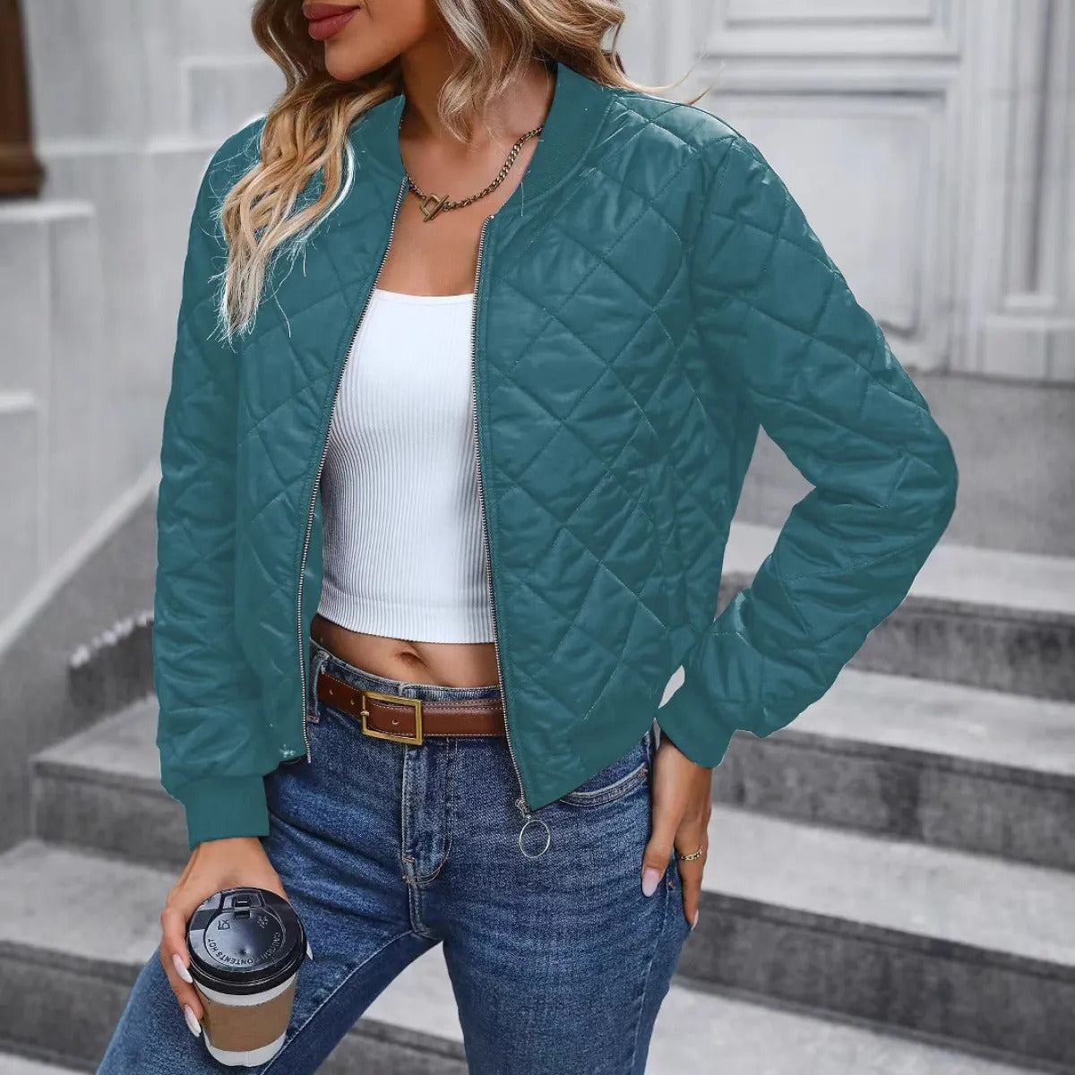 Women's Slim Quilted Jacket – Short Bomber Cut