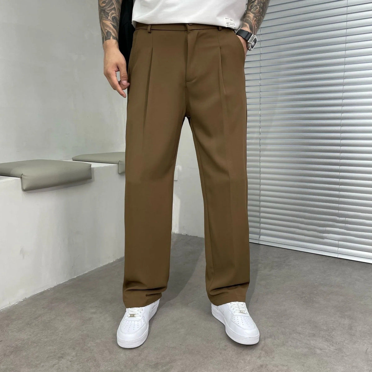 Men’s Casual Cotton Straight-Leg Trousers – Lightweight Casual Fit