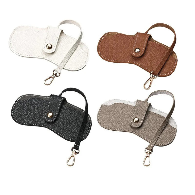 Women's Leather Glasses Case – Compact Wristlet Pouch