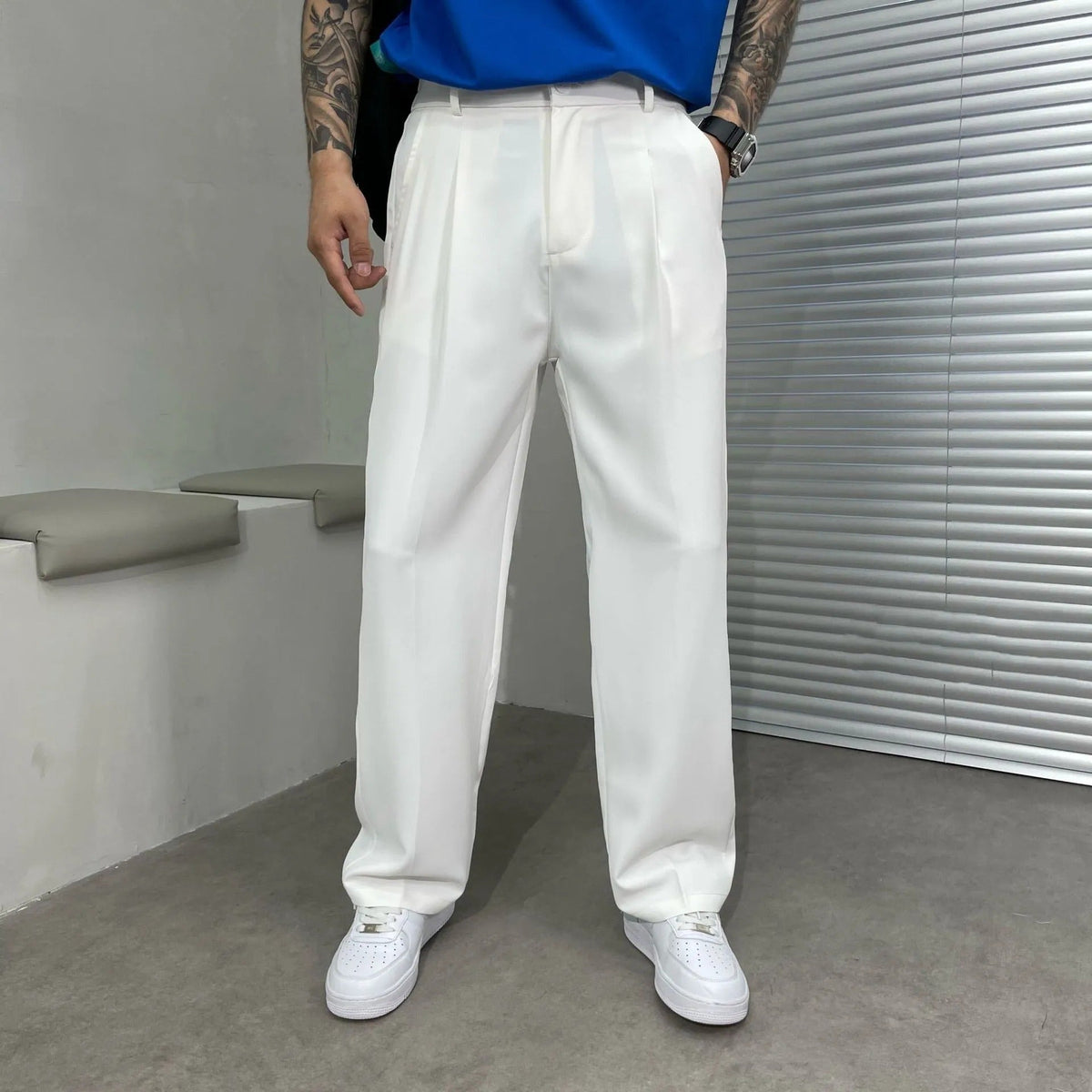 Men’s Casual Cotton Straight-Leg Trousers – Lightweight Casual Fit