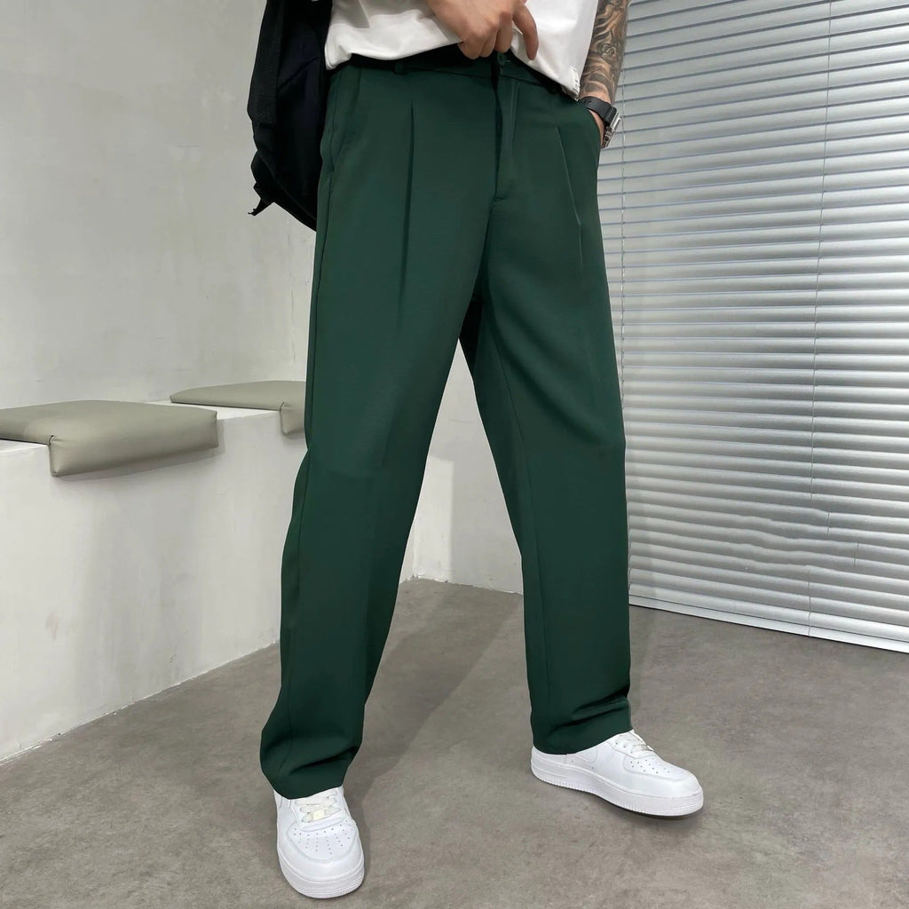 Men’s Casual Cotton Straight-Leg Trousers – Lightweight Casual Fit