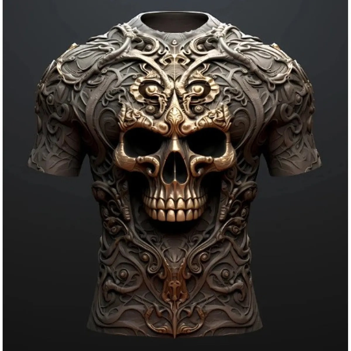 Men's T-shirt with 3D Skull Print - Trendy Relaxed Fit