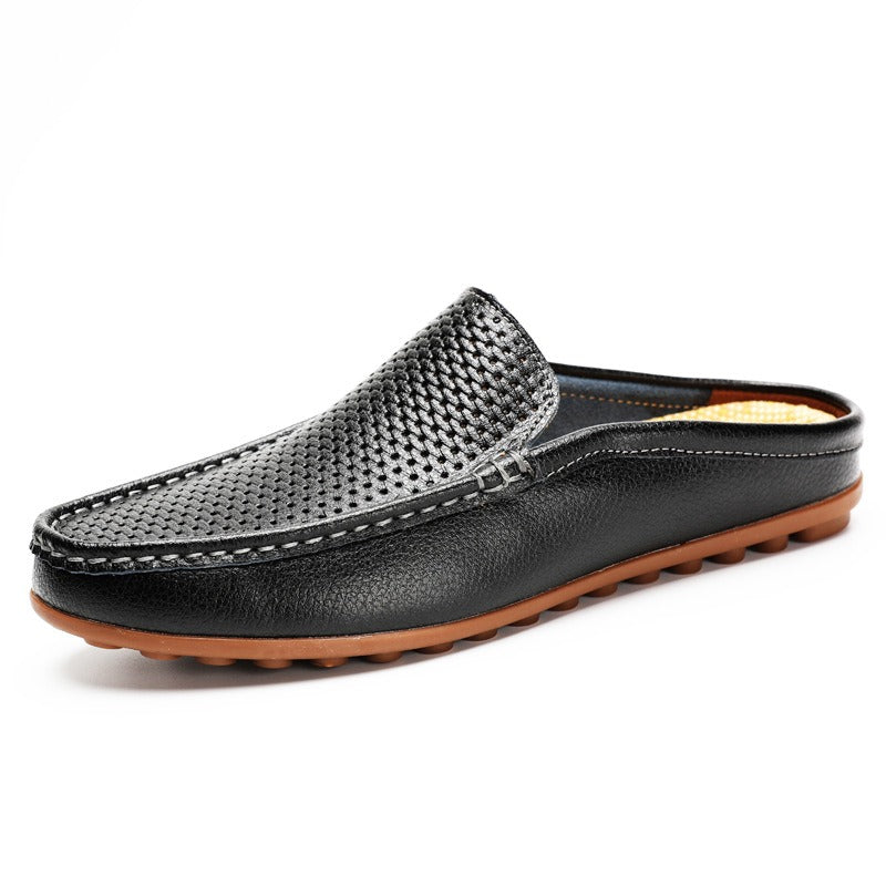 Men's Leather Loafer Mules – Relaxed Open-Back Fit