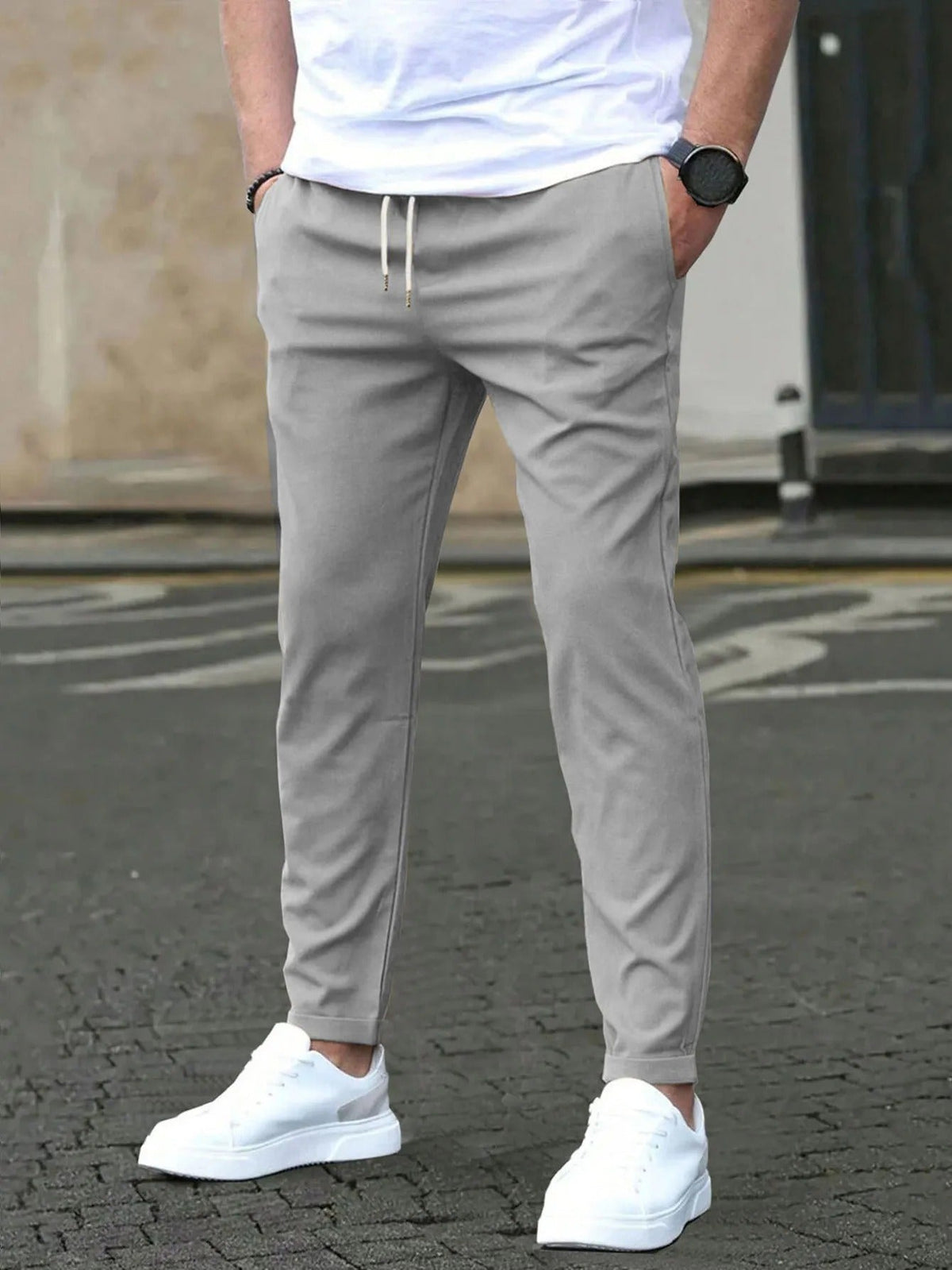 Men's Casual Slim-Fit Pants – Lightweight and Soft Woven Fabric