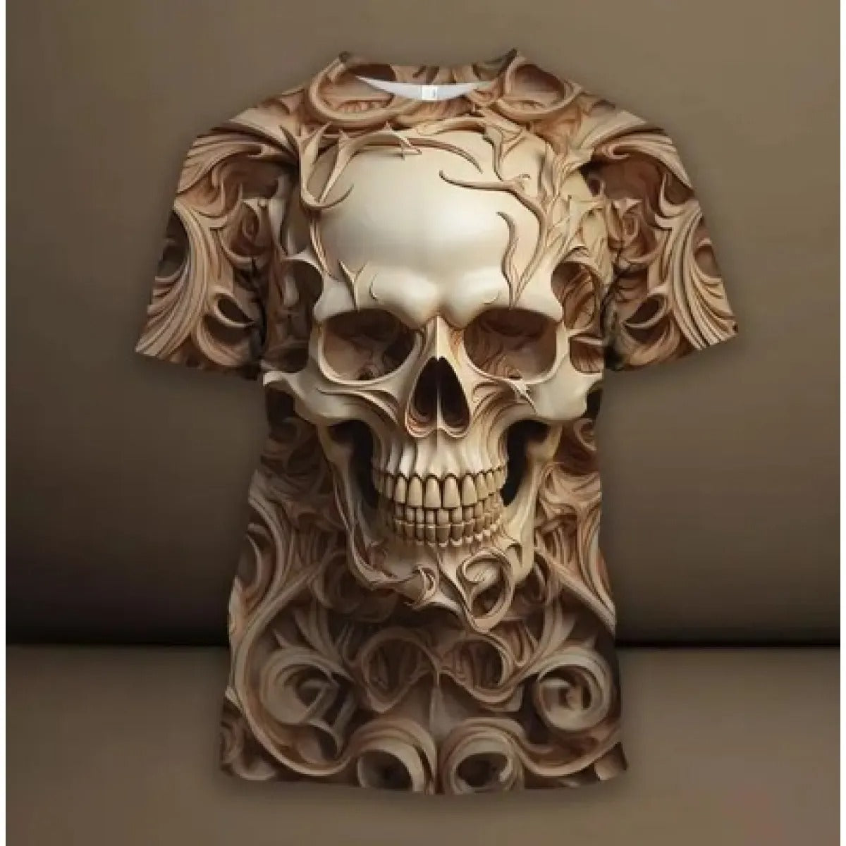 Men's T-shirt with 3D Skull Print - Trendy Relaxed Fit