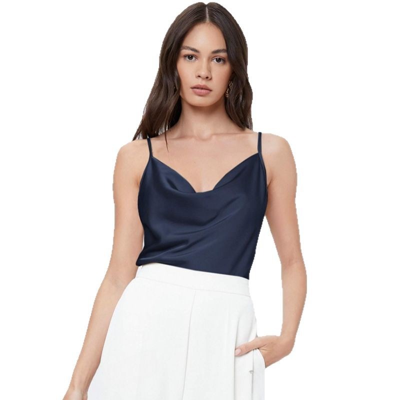 Women's Cowl Neck Satin Camisole – Soft Draped Silhouette Sleeveless