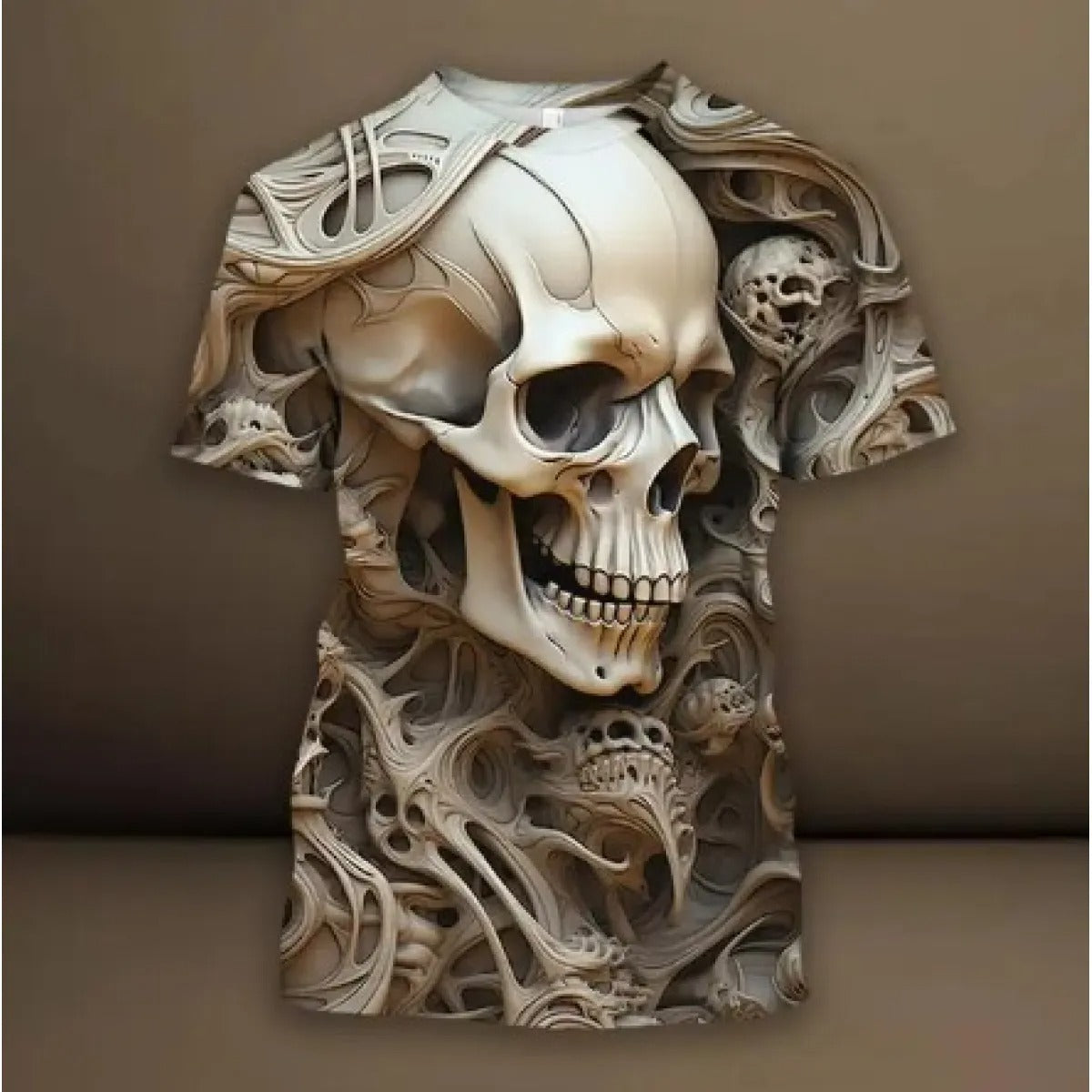 Men's T-shirt with 3D Skull Print - Trendy Relaxed Fit