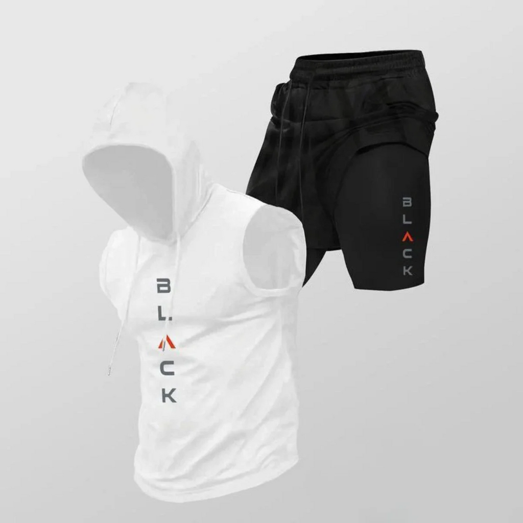 Men's Two-Piece Set – Sleeveless Hoodie and Lightweight Graphic Shorts