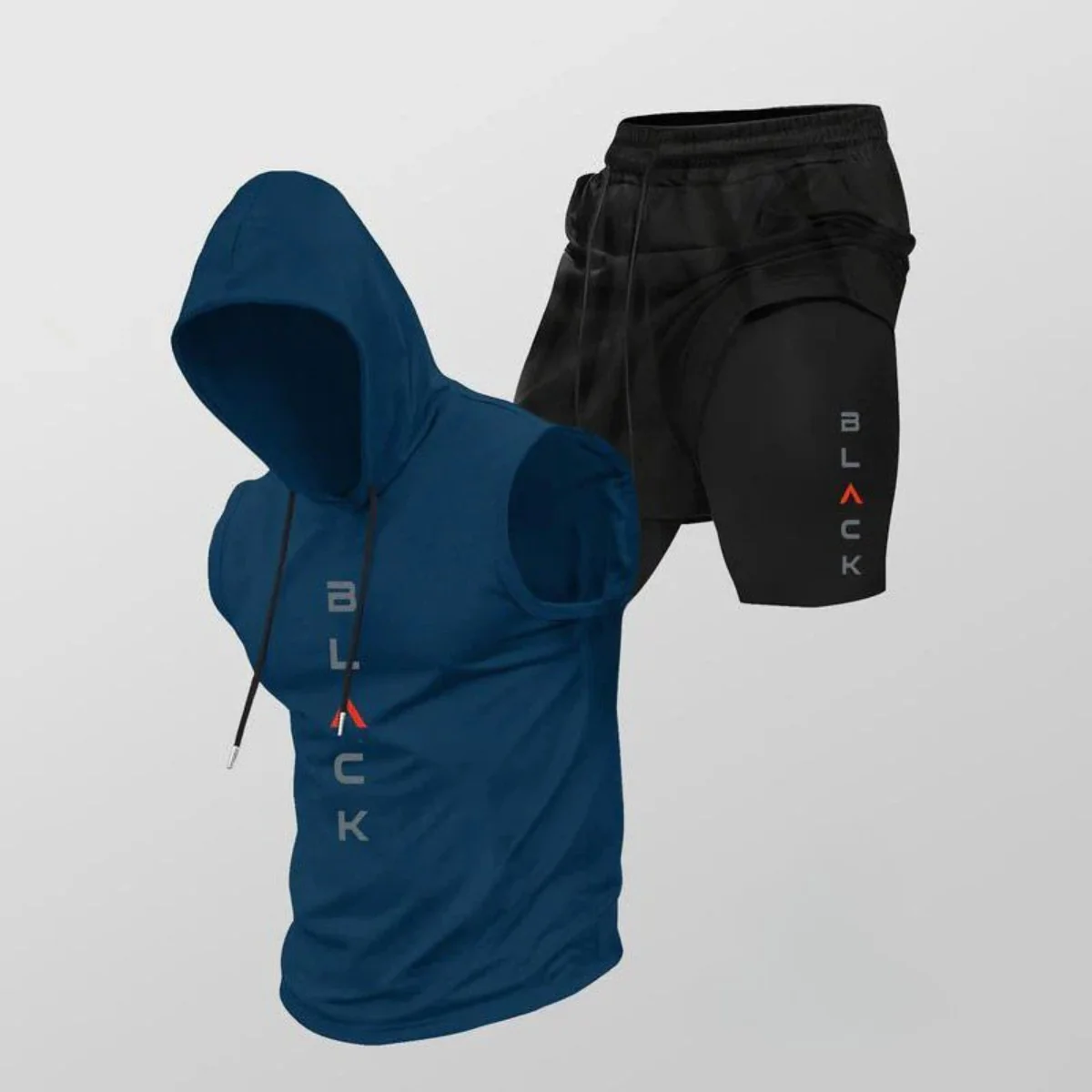 Men's Two-Piece Set – Sleeveless Hoodie and Lightweight Graphic Shorts