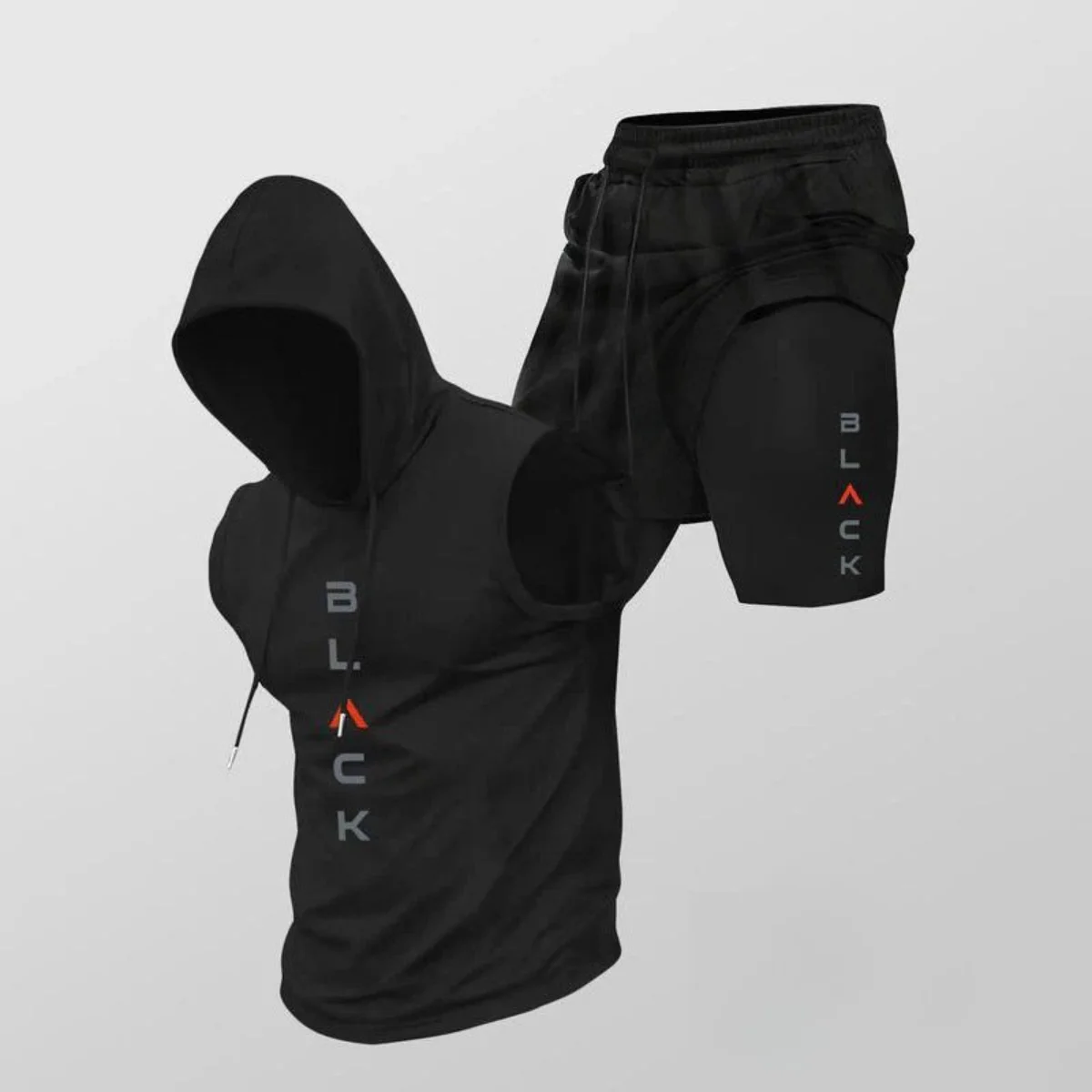 Men's Two-Piece Set – Sleeveless Hoodie and Lightweight Graphic Shorts
