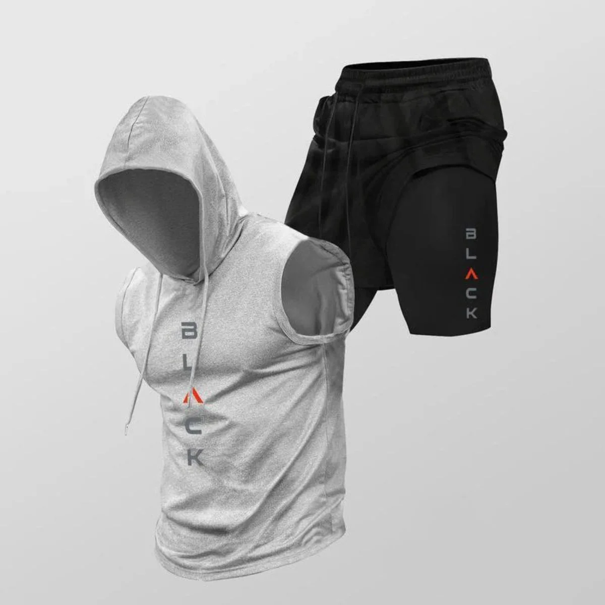 Men's Two-Piece Set – Sleeveless Hoodie and Lightweight Graphic Shorts