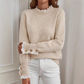 Women's Knit Sweater – Lace Details and Ribbed Cuffs