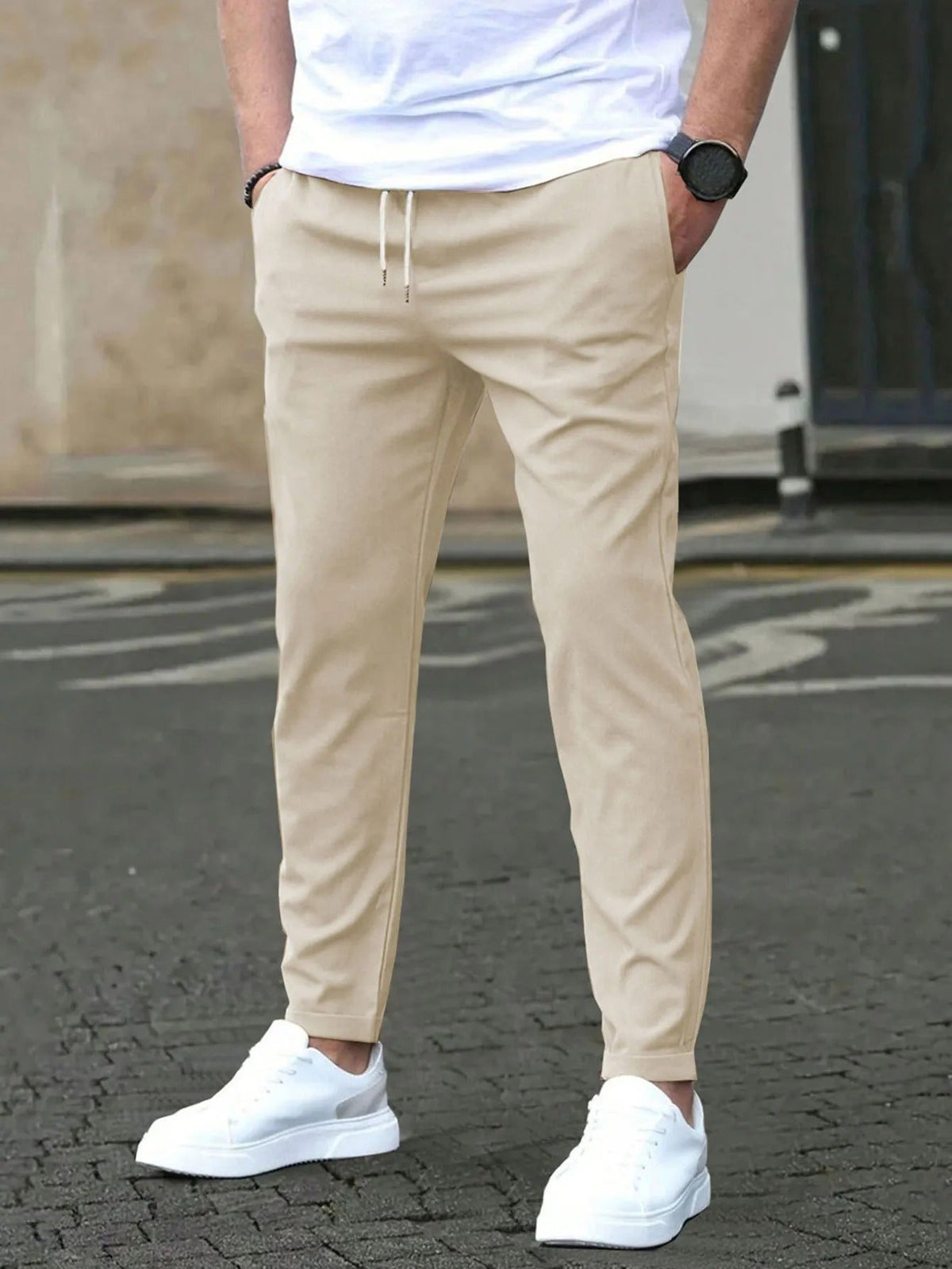 Men's Casual Slim-Fit Pants – Lightweight and Soft Woven Fabric