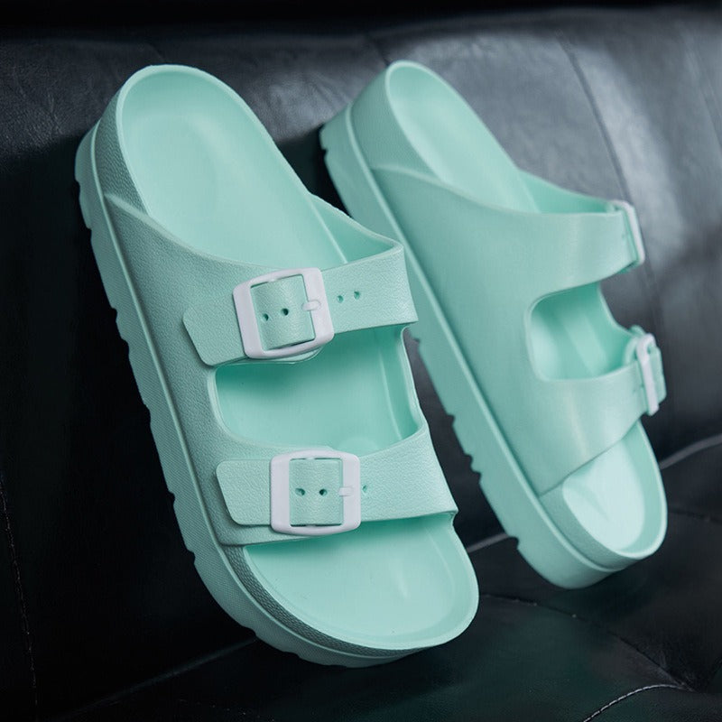 Women's Flat EVA Sandals – Lightweight with Double Buckle & Arch Support