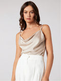 Women's Cowl Neck Satin Camisole – Soft Draped Silhouette Sleeveless