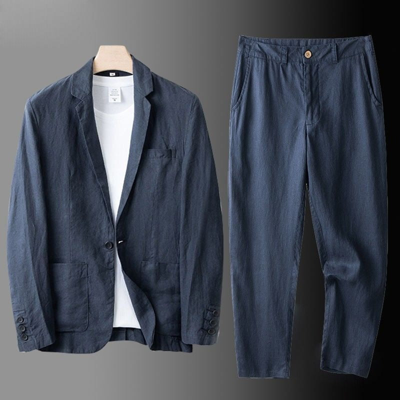 Men's Linen Suit – Single-Button Blazer and Coordinated Pants