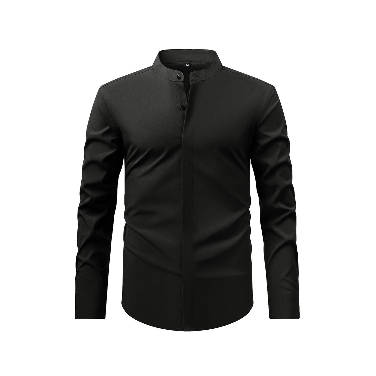 Men’s Long-Sleeve Mandarin Collar Shirt – Lightweight Slim Tailored Fit