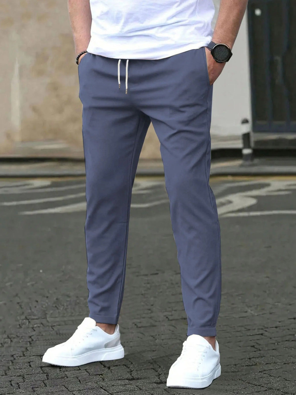 Men's Casual Slim-Fit Pants – Lightweight and Soft Woven Fabric