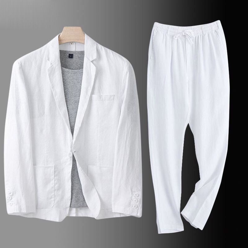 Men's Linen Suit – Single-Button Blazer and Coordinated Pants